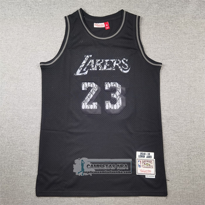 Camiseta Los Angeles Lakers LeBron James NO 23 Swingman Mitchell & Ness 2018-19 Negro